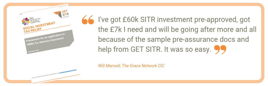 I've got £60k SITR investment pre-approved, got the £7k I need and will be going after more and all because of the sample pre-assurance docs and help from GET SITR